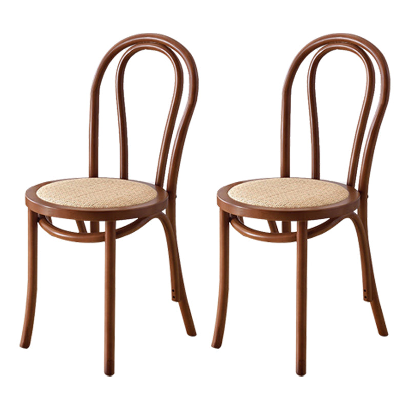 Traditional Wood Kitchen Dining Room Side Chair Windsor Back Chair Walnut Wicker & Rattan 2 Piece Set Clearhalo 'Dining Chairs' 'Dining Tables & Seating' 'dining_chair' 'furn' 'furn_dining_chair' 'Furniture' 'furniture_dining_chair' 'Kitchen & Dining Furniture' 4746721