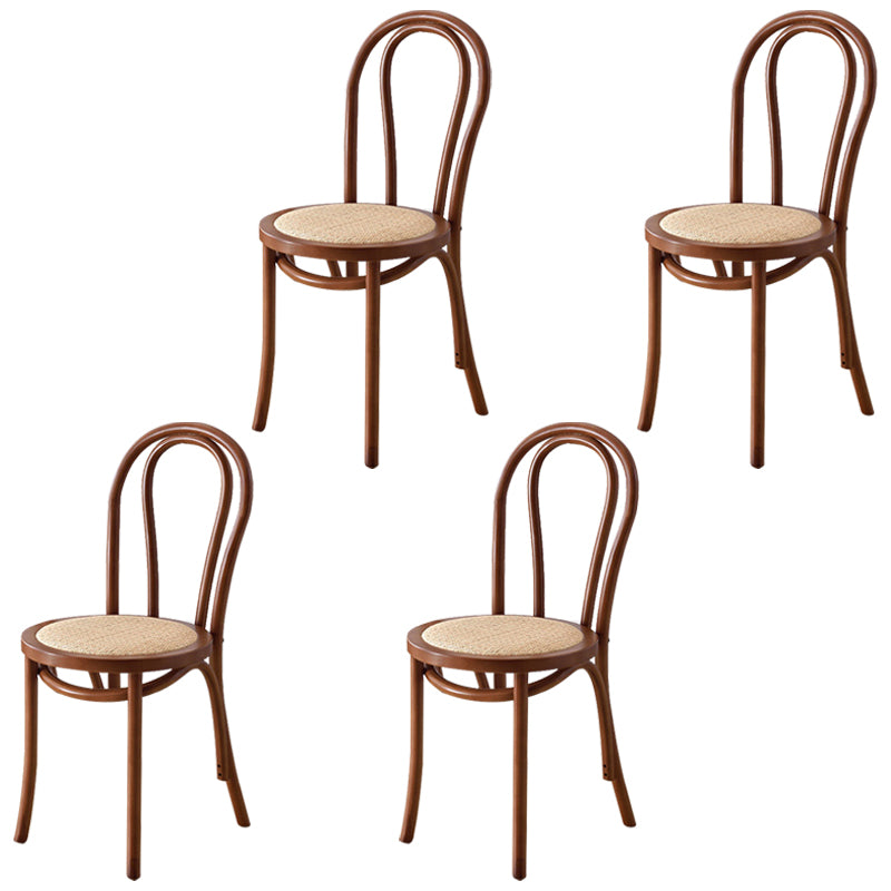 Traditional Wood Kitchen Dining Room Side Chair Windsor Back Chair Walnut Wicker & Rattan 4 Piece Set Clearhalo 'Dining Chairs' 'Dining Tables & Seating' 'dining_chair' 'furn' 'furn_dining_chair' 'Furniture' 'furniture_dining_chair' 'Kitchen & Dining Furniture' 4746722