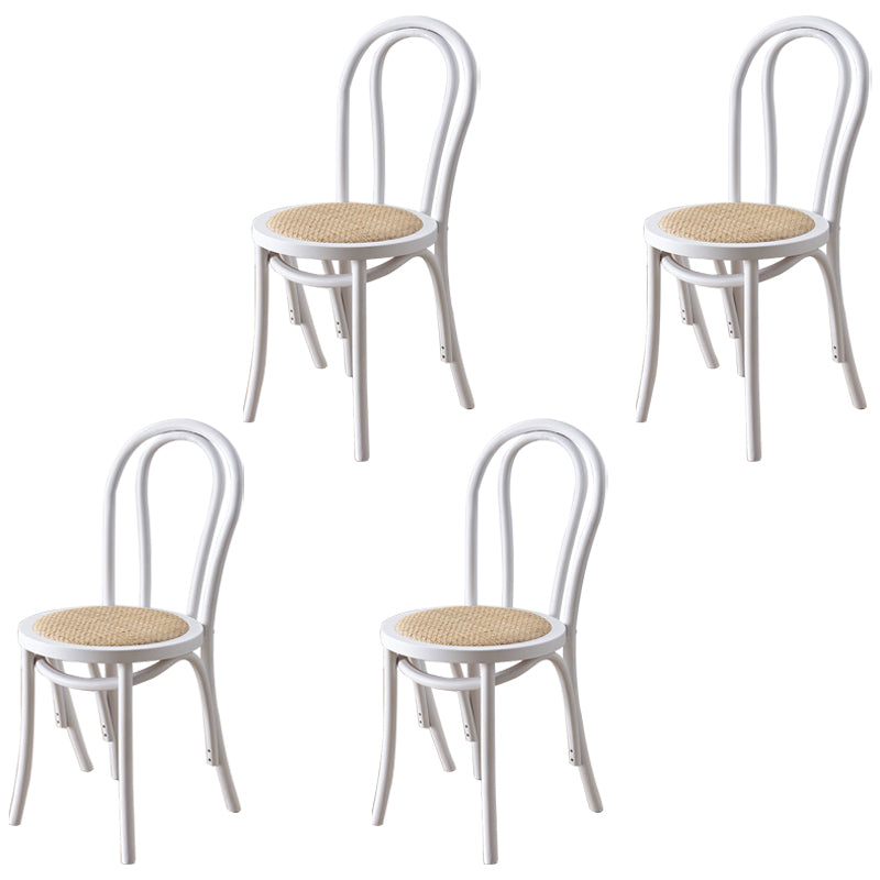 Traditional Wood Kitchen Dining Room Side Chair Windsor Back Chair White Wicker & Rattan 4 Piece Set Clearhalo 'Dining Chairs' 'Dining Tables & Seating' 'dining_chair' 'furn' 'furn_dining_chair' 'Furniture' 'furniture_dining_chair' 'Kitchen & Dining Furniture' 4746733