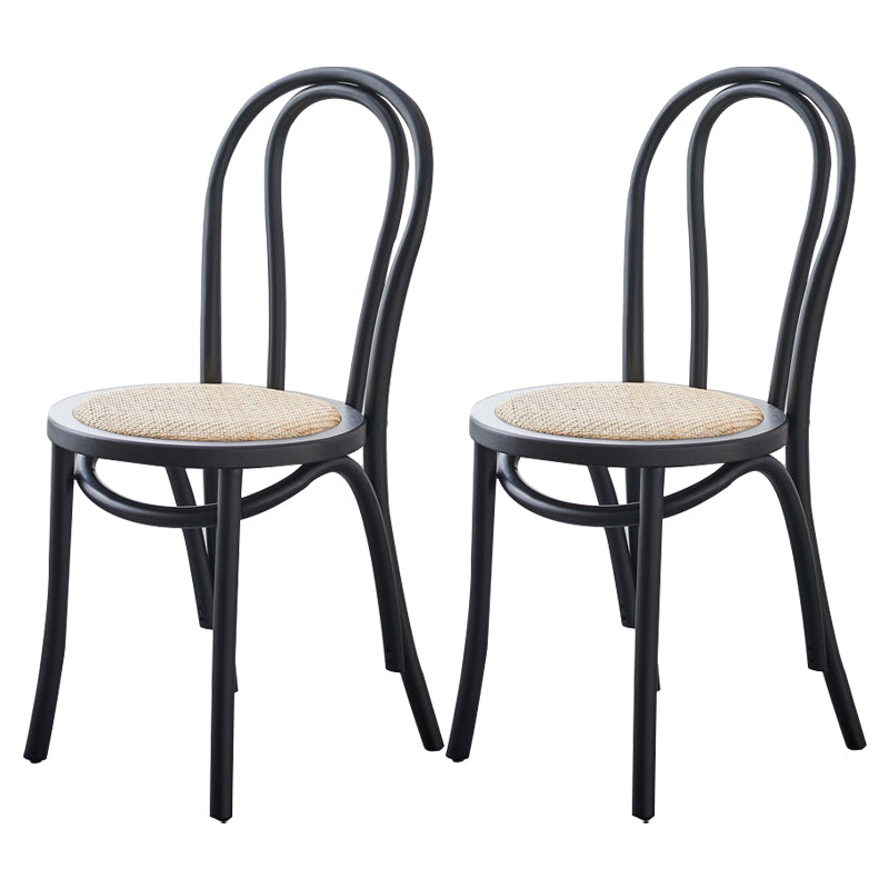 Traditional Wood Kitchen Dining Room Side Chair Windsor Back Chair Black Wicker & Rattan 2 Piece Set Clearhalo 'Dining Chairs' 'Dining Tables & Seating' 'dining_chair' 'furn' 'furn_dining_chair' 'Furniture' 'furniture_dining_chair' 'Kitchen & Dining Furniture' 4746741