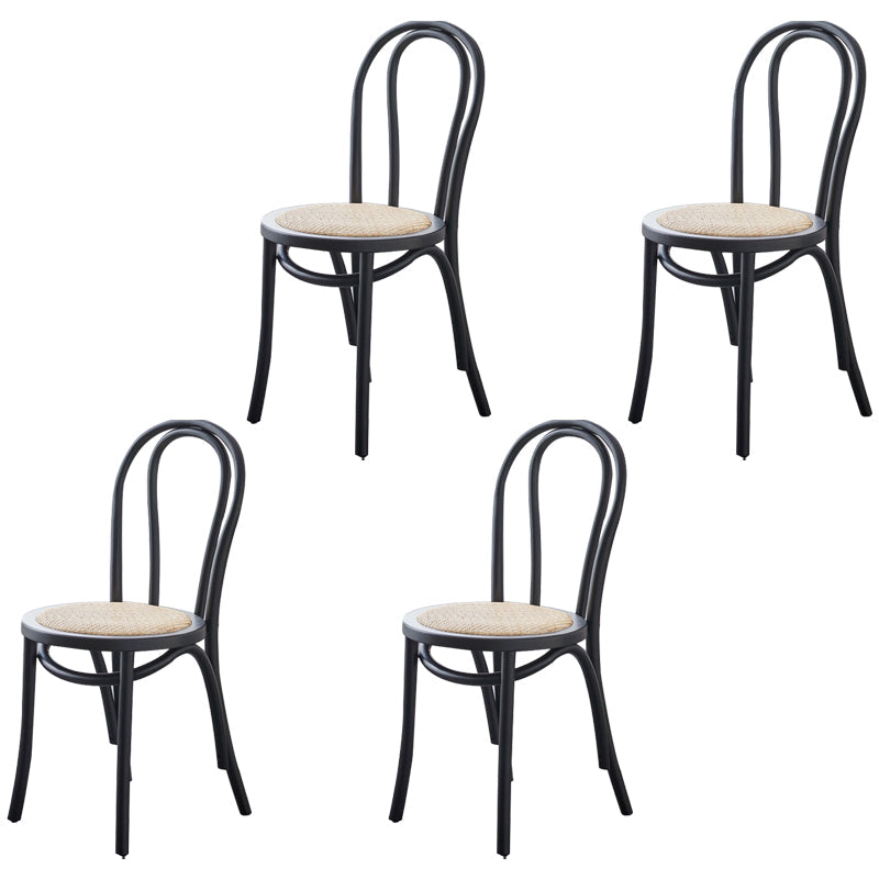 Traditional Wood Kitchen Dining Room Side Chair Windsor Back Chair Black Wicker & Rattan 4 Piece Set Clearhalo 'Dining Chairs' 'Dining Tables & Seating' 'dining_chair' 'furn' 'furn_dining_chair' 'Furniture' 'furniture_dining_chair' 'Kitchen & Dining Furniture' 4746742