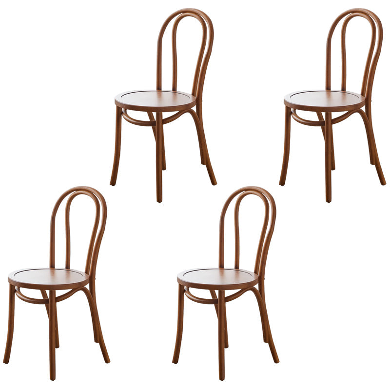 Traditional Wood Kitchen Dining Room Side Chair Windsor Back Chair Khaki Wood 4 Piece Set Clearhalo 'Dining Chairs' 'Dining Tables & Seating' 'dining_chair' 'furn' 'furn_dining_chair' 'Furniture' 'furniture_dining_chair' 'Kitchen & Dining Furniture' 4746745