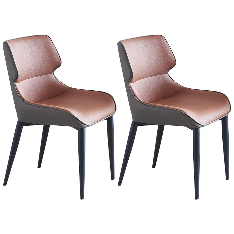 Contemporary Dining Wingback Side Chair Arm Chair with Metal Legs for Kitchen Brown Set of 2 Clearhalo 'Dining Chairs' 'Dining Tables & Seating' 'dining_chair' 'Furniture' 'furniture_dining_chair' 'Kitchen & Dining Furniture' 4746754