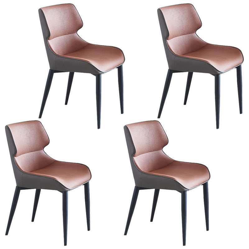 Contemporary Dining Wingback Side Chair Arm Chair with Metal Legs for Kitchen Brown Set of 4 Clearhalo 'Dining Chairs' 'Dining Tables & Seating' 'dining_chair' 'Furniture' 'furniture_dining_chair' 'Kitchen & Dining Furniture' 4746755