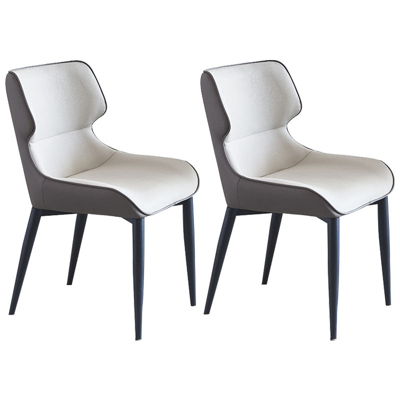 Contemporary Dining Wingback Side Chair Arm Chair with Metal Legs for Kitchen Gray-White Set of 2 Clearhalo 'Dining Chairs' 'Dining Tables & Seating' 'dining_chair' 'Furniture' 'furniture_dining_chair' 'Kitchen & Dining Furniture' 4746757