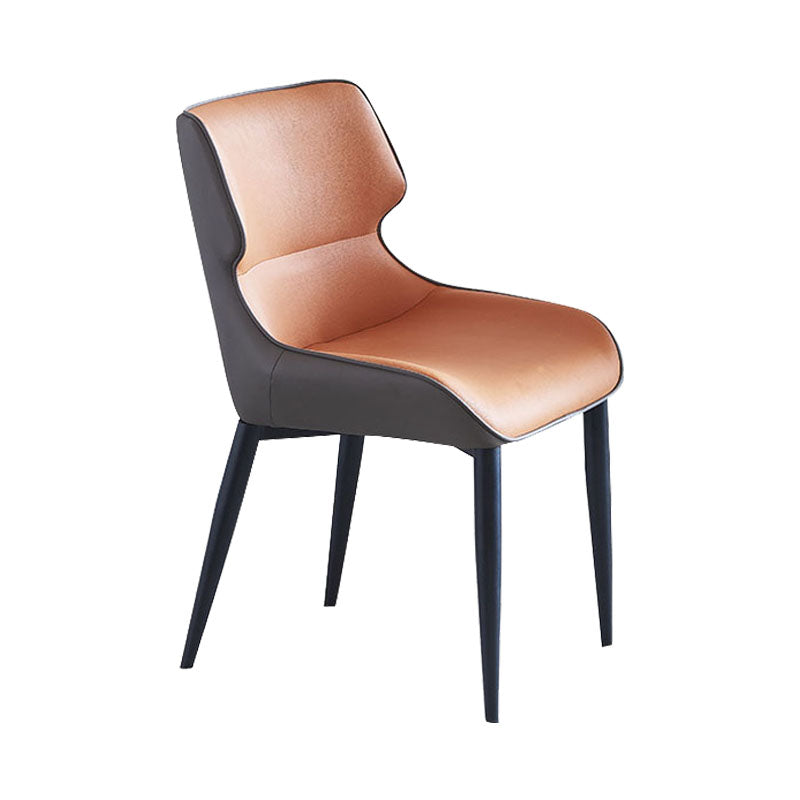Contemporary Dining Wingback Side Chair Arm Chair with Metal Legs for Kitchen Orange 1 Piece Clearhalo 'Dining Chairs' 'Dining Tables & Seating' 'dining_chair' 'Furniture' 'furniture_dining_chair' 'Kitchen & Dining Furniture' 4746761