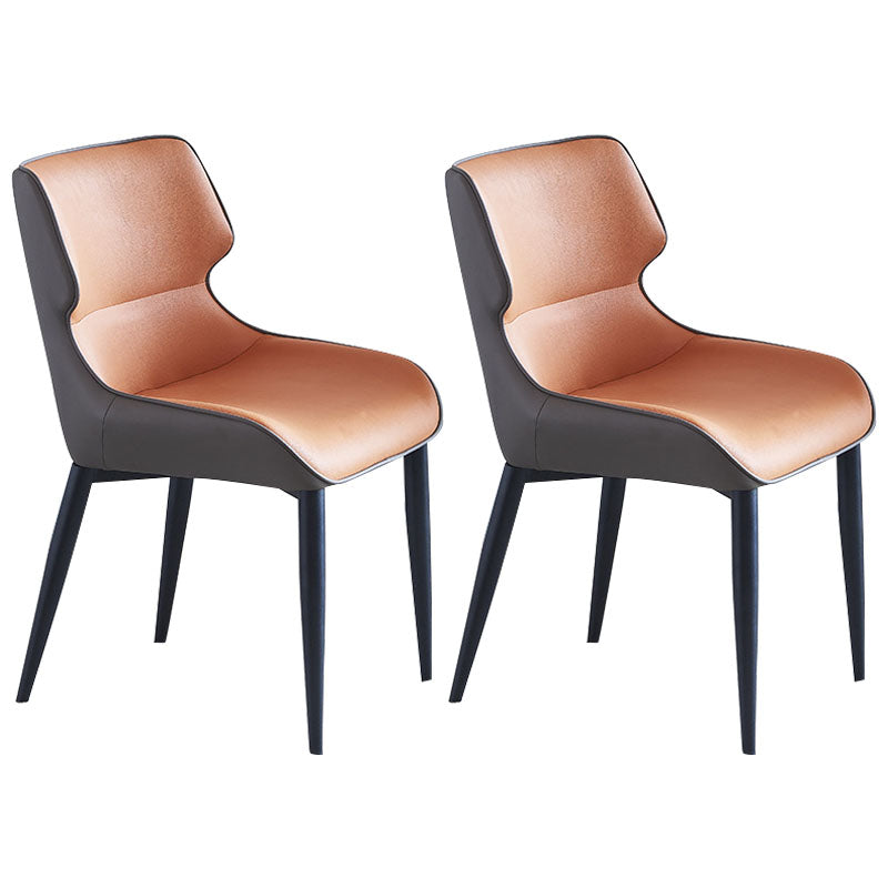 Contemporary Dining Wingback Side Chair Arm Chair with Metal Legs for Kitchen Orange Set of 2 Clearhalo 'Dining Chairs' 'Dining Tables & Seating' 'dining_chair' 'Furniture' 'furniture_dining_chair' 'Kitchen & Dining Furniture' 4746763