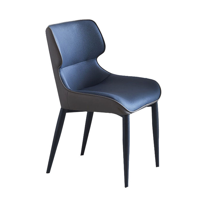 Contemporary Dining Wingback Side Chair Arm Chair with Metal Legs for Kitchen Blue 1 Piece Clearhalo 'Dining Chairs' 'Dining Tables & Seating' 'dining_chair' 'Furniture' 'furniture_dining_chair' 'Kitchen & Dining Furniture' 4746771
