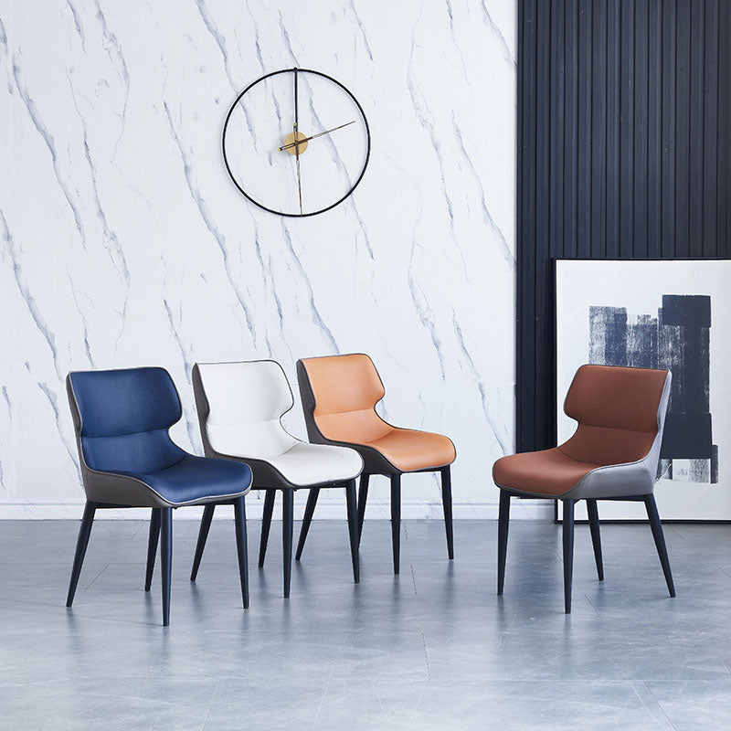 Contemporary Dining Wingback Side Chair Arm Chair with Metal Legs for Kitchen Clearhalo 'Dining Chairs' 'Dining Tables & Seating' 'dining_chair' 'Furniture' 'furniture_dining_chair' 'Kitchen & Dining Furniture' 4746772