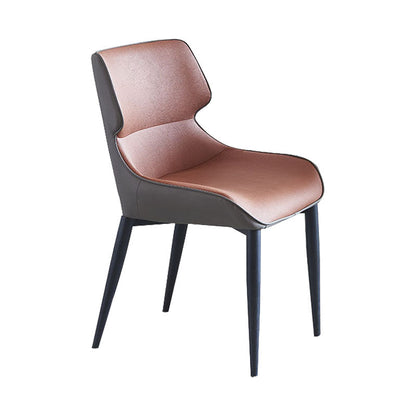 Contemporary Dining Wingback Side Chair Arm Chair with Metal Legs for Kitchen Brown 1 Piece Clearhalo 'Dining Chairs' 'Dining Tables & Seating' 'dining_chair' 'Furniture' 'furniture_dining_chair' 'Kitchen & Dining Furniture' 4746773