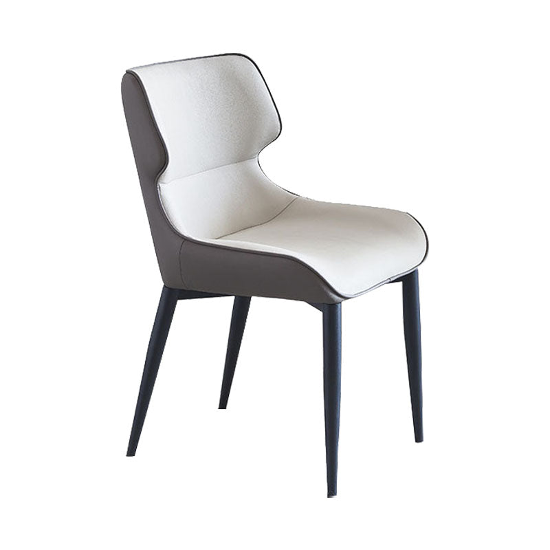 Contemporary Dining Wingback Side Chair Arm Chair with Metal Legs for Kitchen Gray-White 1 Piece Clearhalo 'Dining Chairs' 'Dining Tables & Seating' 'dining_chair' 'Furniture' 'furniture_dining_chair' 'Kitchen & Dining Furniture' 4746774