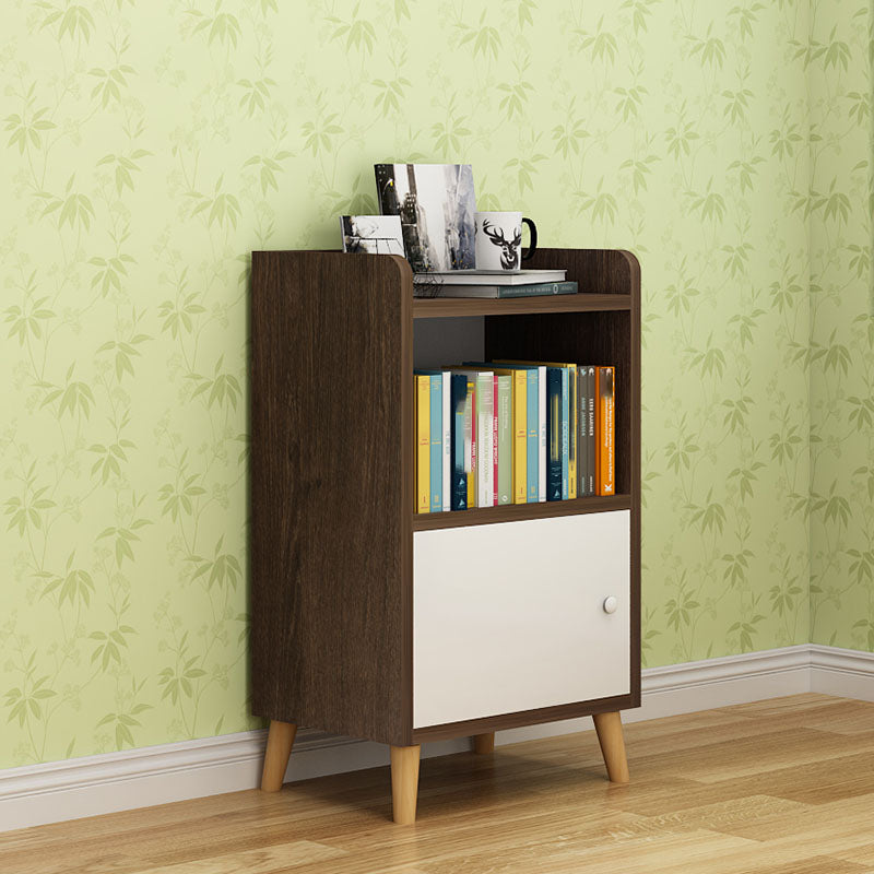 Contemporary Standard Bookcase Manufactured Wood Shelf with Doors for Home Office 15.7"L x 9.4"W x 29.3"H White-Brown Bookcases Clearhalo 'Bookcases' 'furn' 'furn_bookcases' 'Furniture' 'furniture_bookcases' 'kitchen' 'kitchen_bookcases' 'Living Room Furniture' 'Office Furniture' 4747333