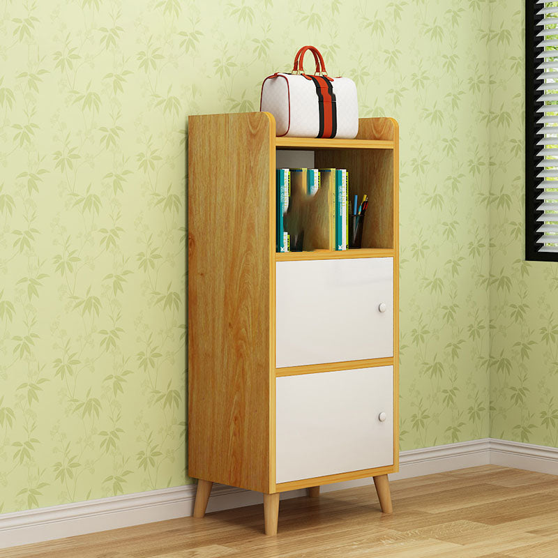 Contemporary Standard Bookcase Manufactured Wood Shelf with Doors for Home Office 15.7"L x 9.4"W x 39.6"H Yellow White Bookcases Clearhalo 'Bookcases' 'furn' 'furn_bookcases' 'Furniture' 'furniture_bookcases' 'kitchen' 'kitchen_bookcases' 'Living Room Furniture' 'Office Furniture' 4747343