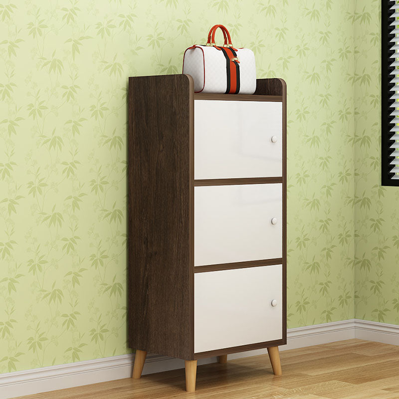 Contemporary Standard Bookcase Manufactured Wood Shelf with Doors for Home Office 15.7"L x 9.4"W x 39.6"H White-Brown Cabinets Clearhalo 'Bookcases' 'furn' 'furn_bookcases' 'Furniture' 'furniture_bookcases' 'kitchen' 'kitchen_bookcases' 'Living Room Furniture' 'Office Furniture' 4747345