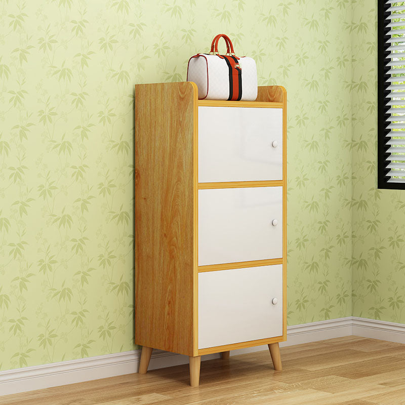 Contemporary Standard Bookcase Manufactured Wood Shelf with Doors for Home Office 15.7"L x 9.4"W x 39.6"H Yellow White Cabinets Clearhalo 'Bookcases' 'furn' 'furn_bookcases' 'Furniture' 'furniture_bookcases' 'kitchen' 'kitchen_bookcases' 'Living Room Furniture' 'Office Furniture' 4747346