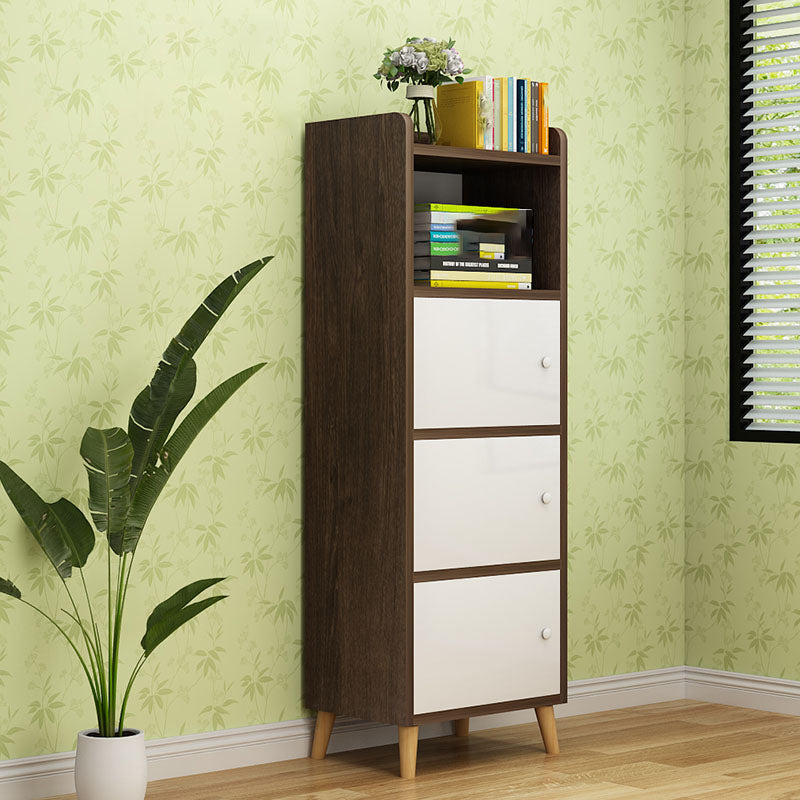 Contemporary Standard Bookcase Manufactured Wood Shelf with Doors for Home Office 15.7"L x 9.4"W x 49.8"H White-Brown Bookcases Clearhalo 'Bookcases' 'furn' 'furn_bookcases' 'Furniture' 'furniture_bookcases' 'kitchen' 'kitchen_bookcases' 'Living Room Furniture' 'Office Furniture' 4747348