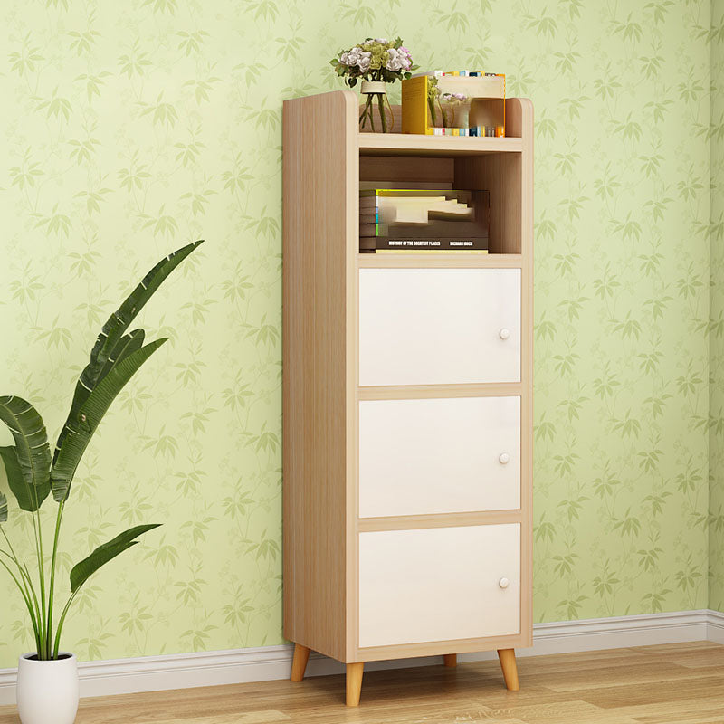 Contemporary Standard Bookcase Manufactured Wood Shelf with Doors for Home Office 15.7"L x 9.4"W x 49.8"H Natural White Bookcases Clearhalo 'Bookcases' 'furn' 'furn_bookcases' 'Furniture' 'furniture_bookcases' 'kitchen' 'kitchen_bookcases' 'Living Room Furniture' 'Office Furniture' 4747350