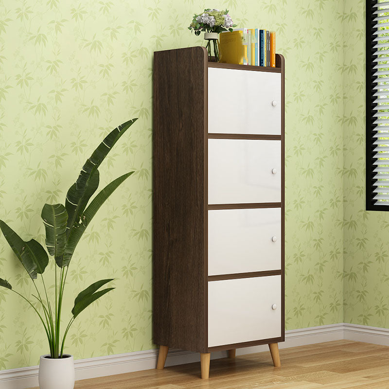Contemporary Standard Bookcase Manufactured Wood Shelf with Doors for Home Office 15.7"L x 9.4"W x 49.8"H White-Brown Cabinets Clearhalo 'Bookcases' 'furn' 'furn_bookcases' 'Furniture' 'furniture_bookcases' 'kitchen' 'kitchen_bookcases' 'Living Room Furniture' 'Office Furniture' 4747351