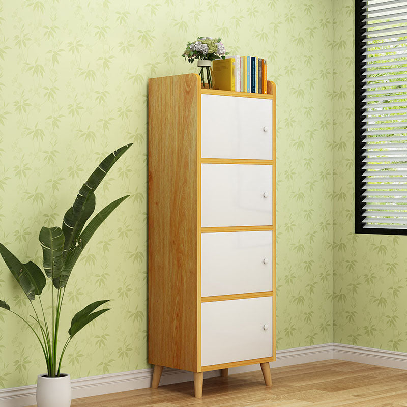 Contemporary Standard Bookcase Manufactured Wood Shelf with Doors for Home Office 15.7"L x 9.4"W x 49.8"H Yellow White Cabinets Clearhalo 'Bookcases' 'furn' 'furn_bookcases' 'Furniture' 'furniture_bookcases' 'kitchen' 'kitchen_bookcases' 'Living Room Furniture' 'Office Furniture' 4747352
