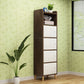 Contemporary Standard Bookcase Manufactured Wood Shelf with Doors for Home Office 15.7"L x 9.4"W x 60"H White-Brown Bookcases Clearhalo 'Bookcases' 'furn' 'furn_bookcases' 'Furniture' 'furniture_bookcases' 'kitchen' 'kitchen_bookcases' 'Living Room Furniture' 'Office Furniture' 4747354
