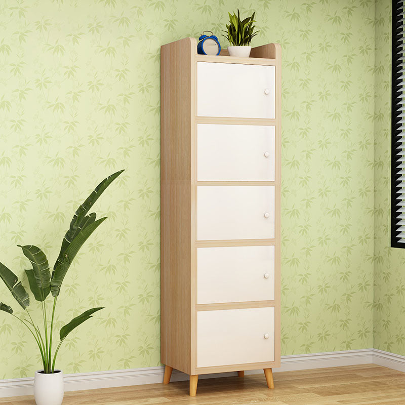 Contemporary Standard Bookcase Manufactured Wood Shelf with Doors for Home Office 15.7"L x 9.4"W x 60"H Natural White Cabinets Clearhalo 'Bookcases' 'furn' 'furn_bookcases' 'Furniture' 'furniture_bookcases' 'kitchen' 'kitchen_bookcases' 'Living Room Furniture' 'Office Furniture' 4747359