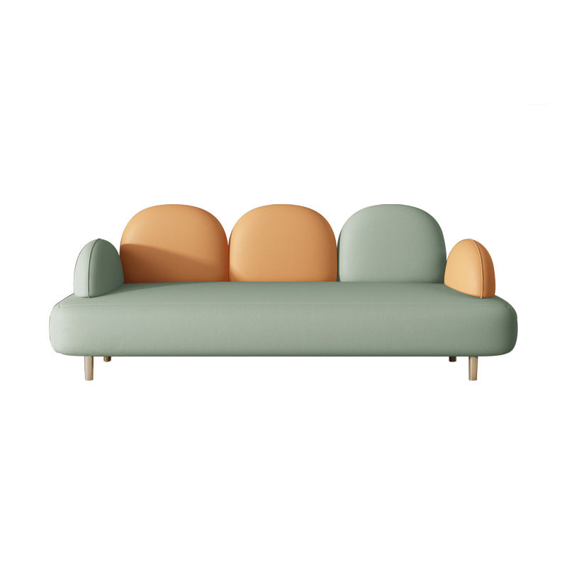 Macaroon Modern Recessed Arm Sofa 3 Seater Curved Sofa for Living Room Orange-Green Clearhalo 'Furniture' 'furniture_sofas' 'kitchen' 'kitchen_sofas' 'Living Room Furniture' 'Sofa' 'sofas' 4749159