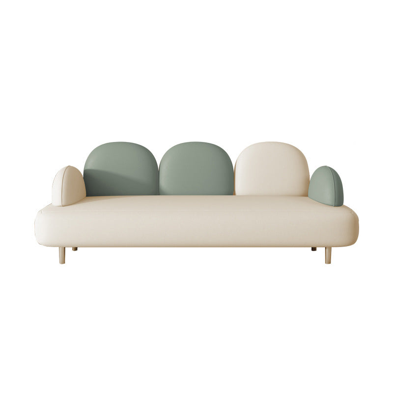 Macaroon Modern Recessed Arm Sofa 3 Seater Curved Sofa for Living Room White-Green Clearhalo 'Furniture' 'furniture_sofas' 'kitchen' 'kitchen_sofas' 'Living Room Furniture' 'Sofa' 'sofas' 4749164