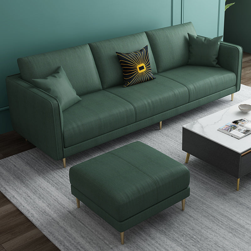 32.28" D x 72.83" W x 33.07" H Faux Leather Tuxedo Arm Sofa with Bolster Pillows Green Clearhalo 'furn' 'furn_sofas' 'Furniture' 'furniture_sofas' 'kitchen' 'kitchen_sofas' 'Living Room Furniture' 'Sofa' 'sofas' 4749173