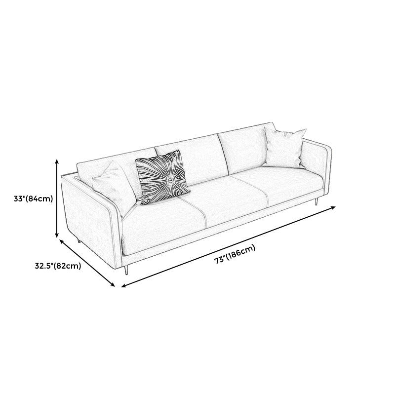 32.28" D x 72.83" W x 33.07" H Faux Leather Tuxedo Arm Sofa with Bolster Pillows Clearhalo 'furn' 'furn_sofas' 'Furniture' 'furniture_sofas' 'kitchen' 'kitchen_sofas' 'Living Room Furniture' 'Sofa' 'sofas' 4749185