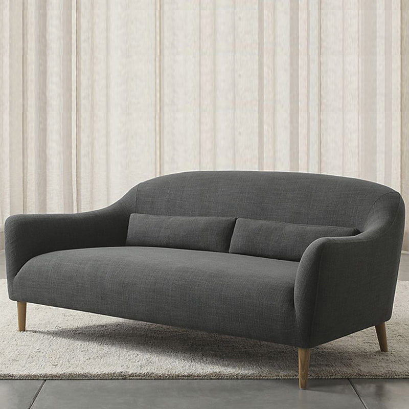 Scandinavian 3-Seat Linen Sofa Curved 33.86" D x 31.89" H Loveseat Grey 31"H x 64"L x 33"W Clearhalo 'Furniture' 'furniture_sofas' 'kitchen' 'kitchen_sofas' 'Living Room Furniture' 'Sofa' 'sofas' 4749194