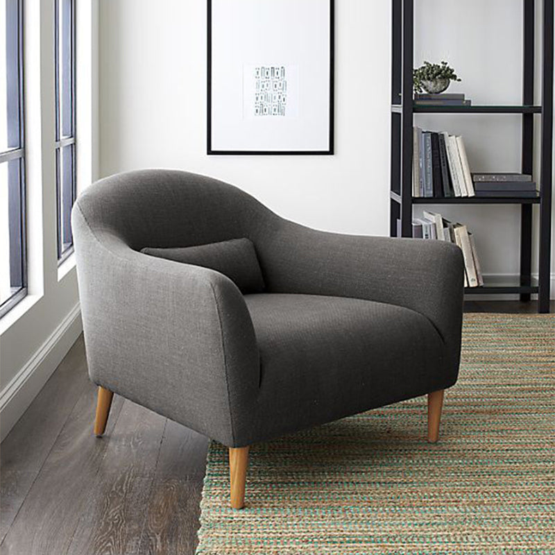 Scandinavian 3-Seat Linen Sofa Curved 33.86" D x 31.89" H Loveseat Grey 31.5"H x 39"L x 33"W Clearhalo 'Furniture' 'furniture_sofas' 'kitchen' 'kitchen_sofas' 'Living Room Furniture' 'Sofa' 'sofas' 4749197
