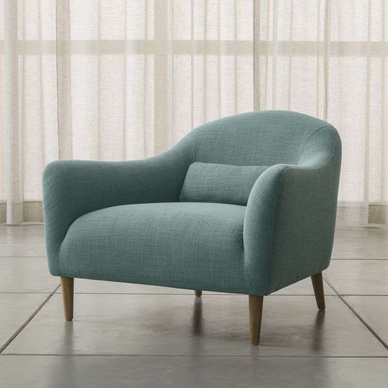 Scandinavian 3-Seat Linen Sofa Curved 33.86" D x 31.89" H Loveseat Lake Blue 31.5"H x 39"L x 33"W Clearhalo 'Furniture' 'furniture_sofas' 'kitchen' 'kitchen_sofas' 'Living Room Furniture' 'Sofa' 'sofas' 4749198