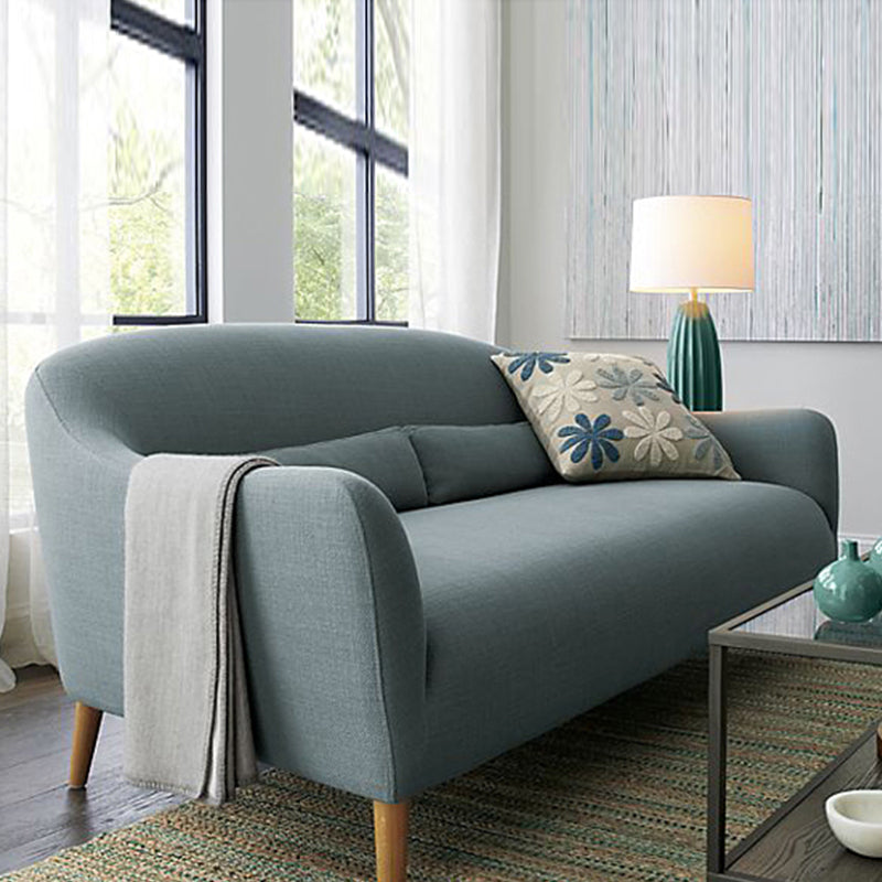 Scandinavian 3-Seat Linen Sofa Curved 33.86" D x 31.89" H Loveseat Clearhalo 'Furniture' 'furniture_sofas' 'kitchen' 'kitchen_sofas' 'Living Room Furniture' 'Sofa' 'sofas' 4749199