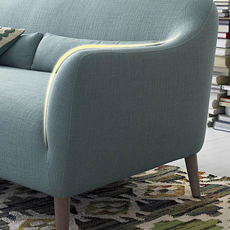 Scandinavian 3-Seat Linen Sofa Curved 33.86" D x 31.89" H Loveseat Clearhalo 'Furniture' 'furniture_sofas' 'kitchen' 'kitchen_sofas' 'Living Room Furniture' 'Sofa' 'sofas' 4749204