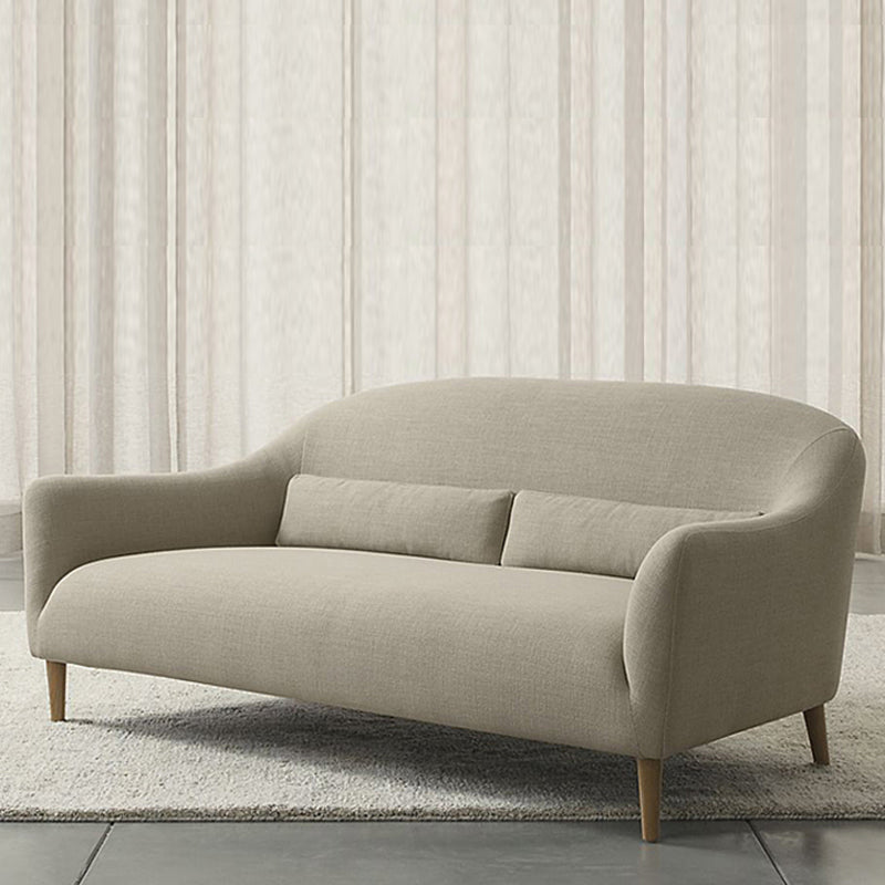 Scandinavian 3-Seat Linen Sofa Curved 33.86" D x 31.89" H Loveseat Light Khaki Clearhalo 'Furniture' 'furniture_sofas' 'kitchen' 'kitchen_sofas' 'Living Room Furniture' 'Sofa' 'sofas' 4749206