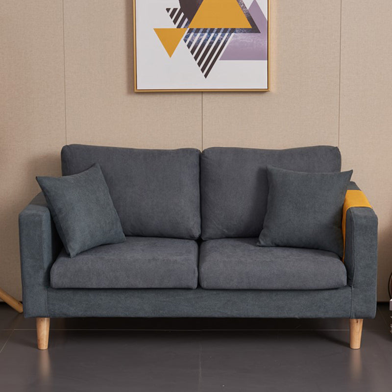Scandinavian Loose Back Fabric Sofa 30.7" H Square Arm Loveseat Dark Gray Clearhalo 'furn' 'furn_sofas' 'Furniture' 'furniture_sofas' 'kitchen' 'kitchen_sofas' 'Living Room Furniture' 'Sofa' 'sofas' 4749222