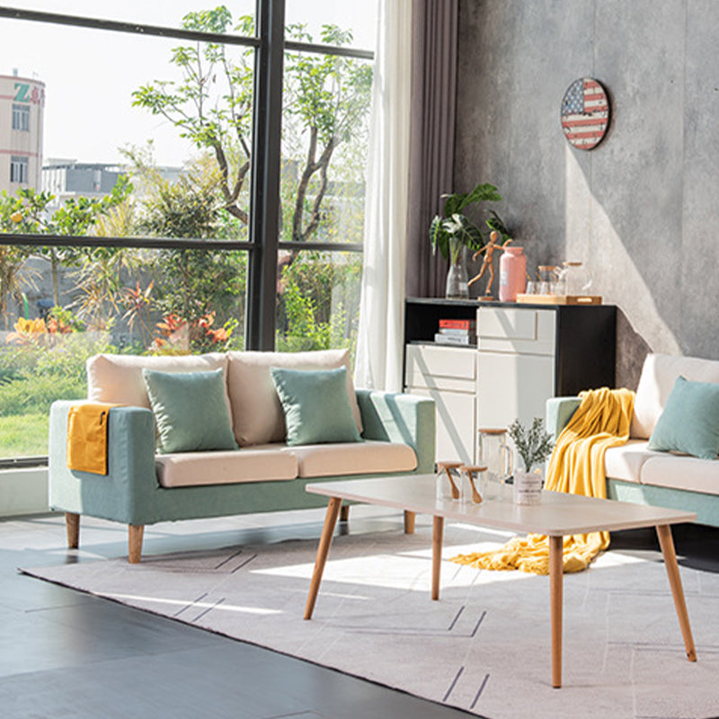 Scandinavian Loose Back Fabric Sofa 30.7" H Square Arm Loveseat Clearhalo 'furn' 'furn_sofas' 'Furniture' 'furniture_sofas' 'kitchen' 'kitchen_sofas' 'Living Room Furniture' 'Sofa' 'sofas' 4749224