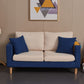 Scandinavian Loose Back Fabric Sofa 30.7" H Square Arm Loveseat Dark Blue-White Clearhalo 'furn' 'furn_sofas' 'Furniture' 'furniture_sofas' 'kitchen' 'kitchen_sofas' 'Living Room Furniture' 'Sofa' 'sofas' 4749225