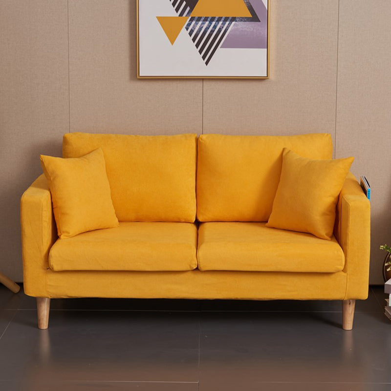 Scandinavian Loose Back Fabric Sofa 30.7" H Square Arm Loveseat Yellow Clearhalo 'furn' 'furn_sofas' 'Furniture' 'furniture_sofas' 'kitchen' 'kitchen_sofas' 'Living Room Furniture' 'Sofa' 'sofas' 4749227