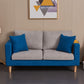 Scandinavian Loose Back Fabric Sofa 30.7" H Square Arm Loveseat Blue-Gray Clearhalo 'furn' 'furn_sofas' 'Furniture' 'furniture_sofas' 'kitchen' 'kitchen_sofas' 'Living Room Furniture' 'Sofa' 'sofas' 4749228