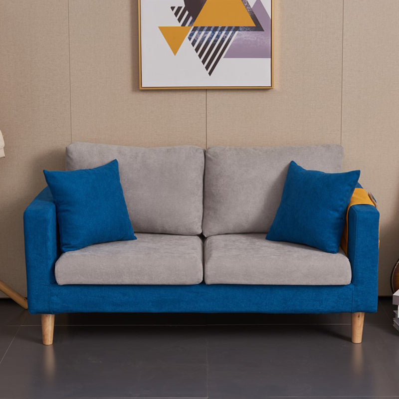 Scandinavian Loose Back Fabric Sofa 30.7" H Square Arm Loveseat Blue-Gray Clearhalo 'furn' 'furn_sofas' 'Furniture' 'furniture_sofas' 'kitchen' 'kitchen_sofas' 'Living Room Furniture' 'Sofa' 'sofas' 4749228