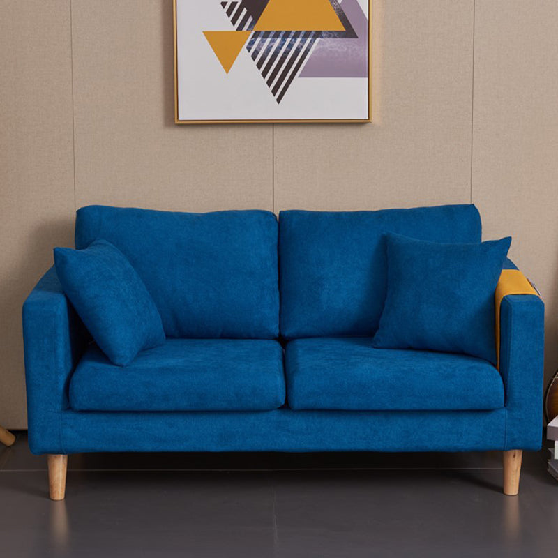 Scandinavian Loose Back Fabric Sofa 30.7" H Square Arm Loveseat Antique Blue Clearhalo 'furn' 'furn_sofas' 'Furniture' 'furniture_sofas' 'kitchen' 'kitchen_sofas' 'Living Room Furniture' 'Sofa' 'sofas' 4749231