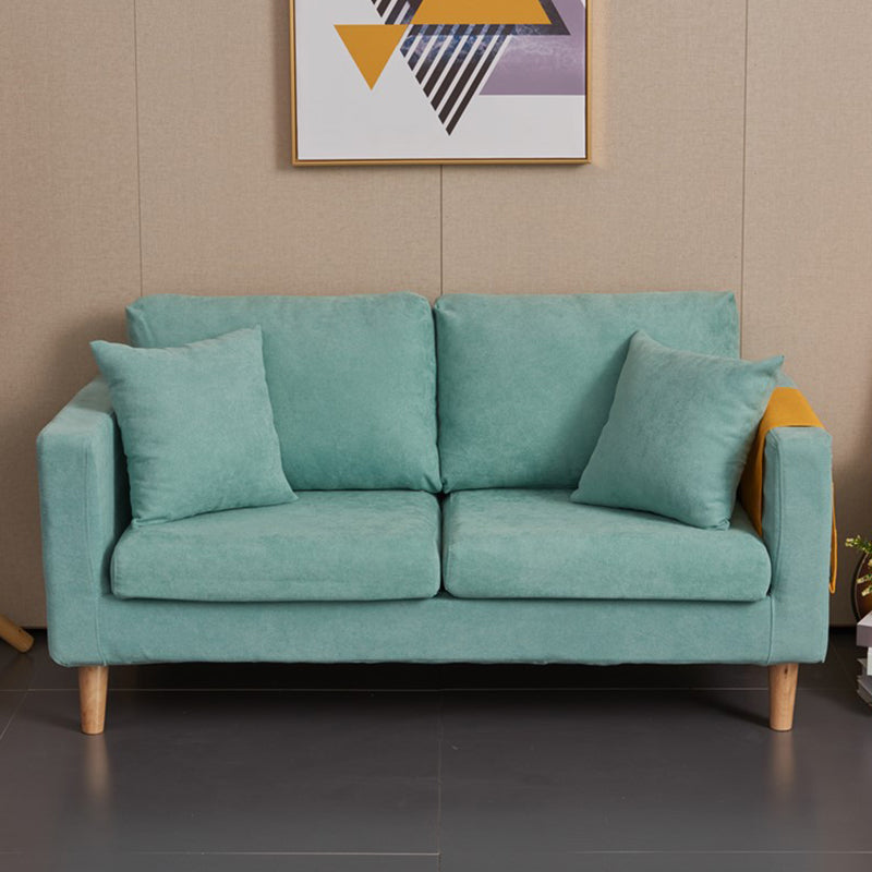 Scandinavian Loose Back Fabric Sofa 30.7" H Square Arm Loveseat Mint Green Clearhalo 'furn' 'furn_sofas' 'Furniture' 'furniture_sofas' 'kitchen' 'kitchen_sofas' 'Living Room Furniture' 'Sofa' 'sofas' 4749232
