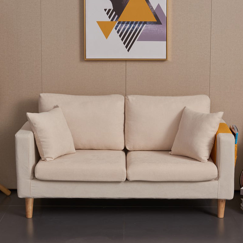 Scandinavian Loose Back Fabric Sofa 30.7" H Square Arm Loveseat Off-White Clearhalo 'furn' 'furn_sofas' 'Furniture' 'furniture_sofas' 'kitchen' 'kitchen_sofas' 'Living Room Furniture' 'Sofa' 'sofas' 4749235