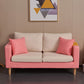 Scandinavian Loose Back Fabric Sofa 30.7" H Square Arm Loveseat Pink-White Clearhalo 'furn' 'furn_sofas' 'Furniture' 'furniture_sofas' 'kitchen' 'kitchen_sofas' 'Living Room Furniture' 'Sofa' 'sofas' 4749237