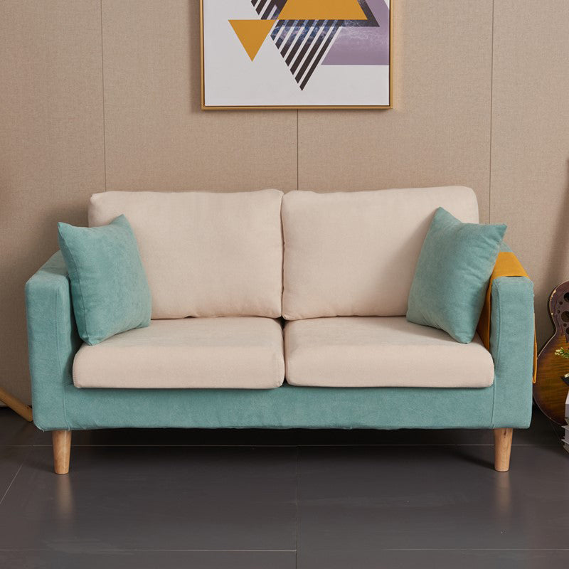 Scandinavian Loose Back Fabric Sofa 30.7" H Square Arm Loveseat White Green Clearhalo 'furn' 'furn_sofas' 'Furniture' 'furniture_sofas' 'kitchen' 'kitchen_sofas' 'Living Room Furniture' 'Sofa' 'sofas' 4749239