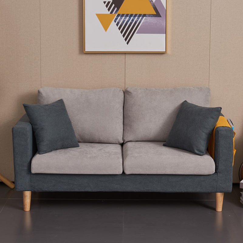 Scandinavian Loose Back Fabric Sofa 30.7" H Square Arm Loveseat Dark Grey Light Grey Clearhalo 'furn' 'furn_sofas' 'Furniture' 'furniture_sofas' 'kitchen' 'kitchen_sofas' 'Living Room Furniture' 'Sofa' 'sofas' 4749240