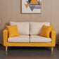 Scandinavian Loose Back Fabric Sofa 30.7" H Square Arm Loveseat Yellow White Clearhalo 'furn' 'furn_sofas' 'Furniture' 'furniture_sofas' 'kitchen' 'kitchen_sofas' 'Living Room Furniture' 'Sofa' 'sofas' 4749241