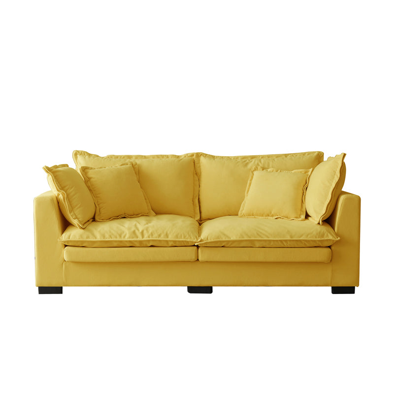 Modern Linen Tuxedo Arm Standard Sofa with Bolster Pillows for Living Room, Apartment Yellow Clearhalo 'furn' 'furn_sofas' 'Furniture' 'furniture_sofas' 'kitchen' 'kitchen_sofas' 'Living Room Furniture' 'Sofa' 'sofas' 4749250