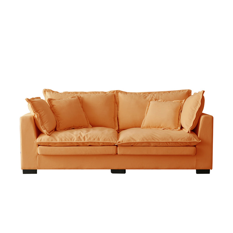 Modern Linen Tuxedo Arm Standard Sofa with Bolster Pillows for Living Room, Apartment Orange Clearhalo 'furn' 'furn_sofas' 'Furniture' 'furniture_sofas' 'kitchen' 'kitchen_sofas' 'Living Room Furniture' 'Sofa' 'sofas' 4749259